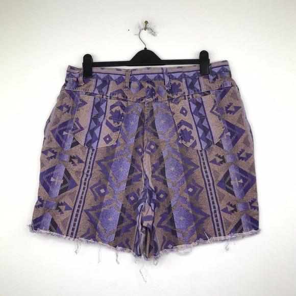 Congo Trader Women's 22W Jean Shorts Purple Brown Aztec Western Cut Off VTG C6 - Picture 4 of 4